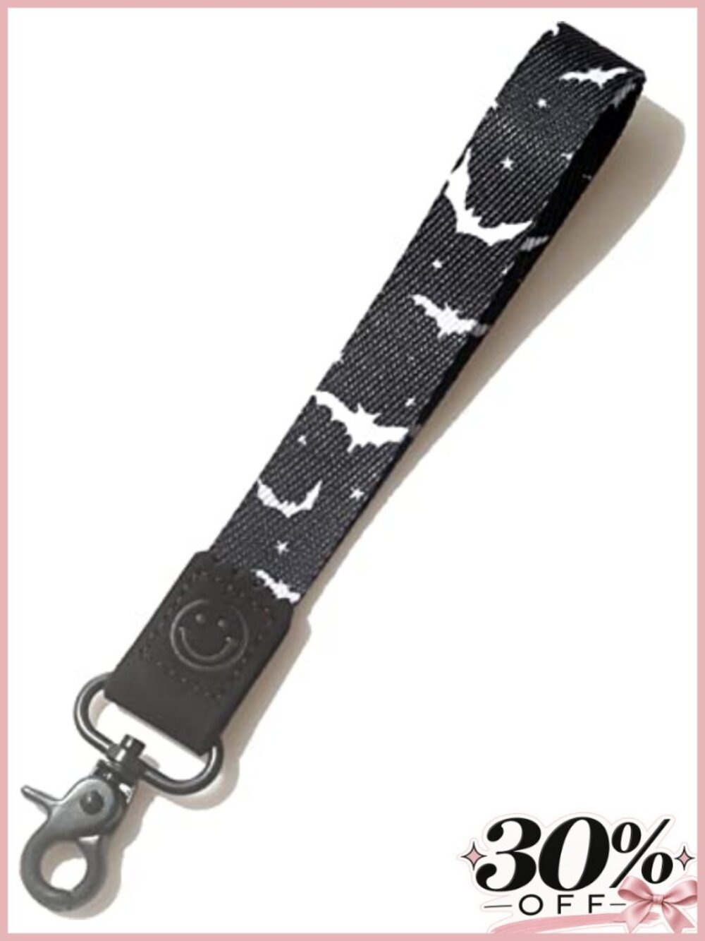 Halloween Bats Print Key Lanyard Wristlet Strap Gothic Short Keychain Lobster